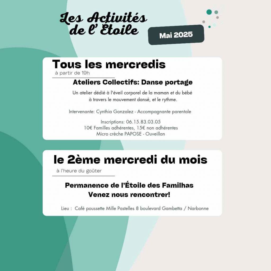 Ateliers Etoile des Familhas mai 2025 Narbonne Aude Famille