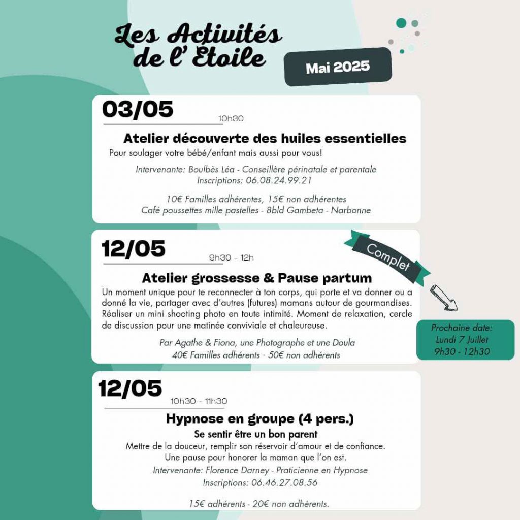 Ateliers Etoile des Familhas mai 2025 Narbonne Aude Famille