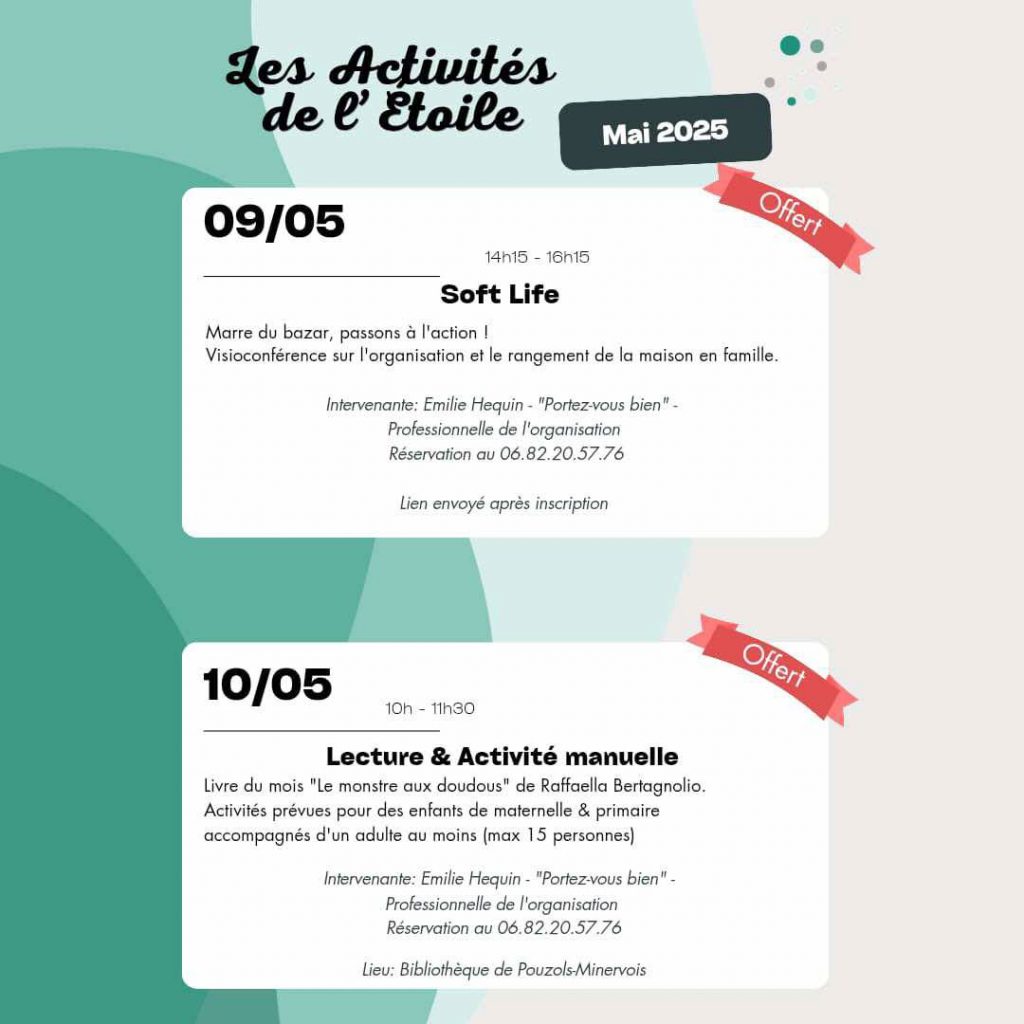 Ateliers Etoile des Familhas mai 2025 Narbonne Aude Famille