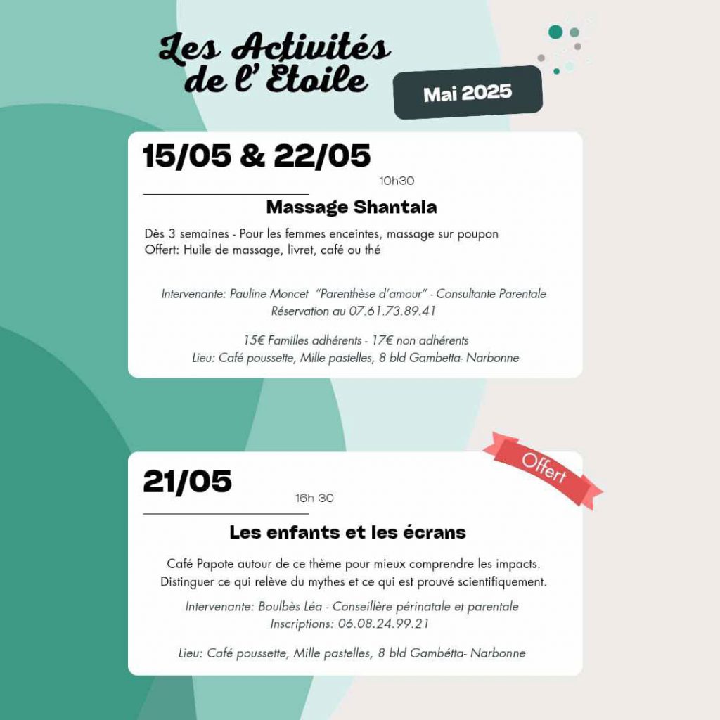 Ateliers Etoile des Familhas mai 2025 Narbonne Aude Famille